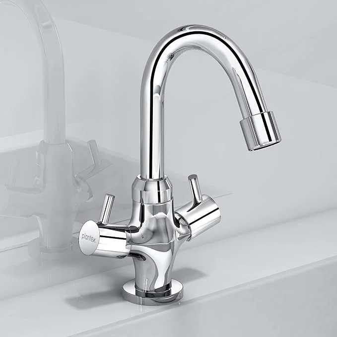 Plantex Pure Brass Basin Sink Mixer Tap Hot and Cold/Mixer Tap for Bathroom/Wash Basin Tap with Teflon Tape -7 Year Warranty by Plantex (ICO-909-Chrome)